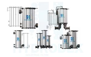 hydrodex FRP industrial cartridge filter housing CAD 2D drawing